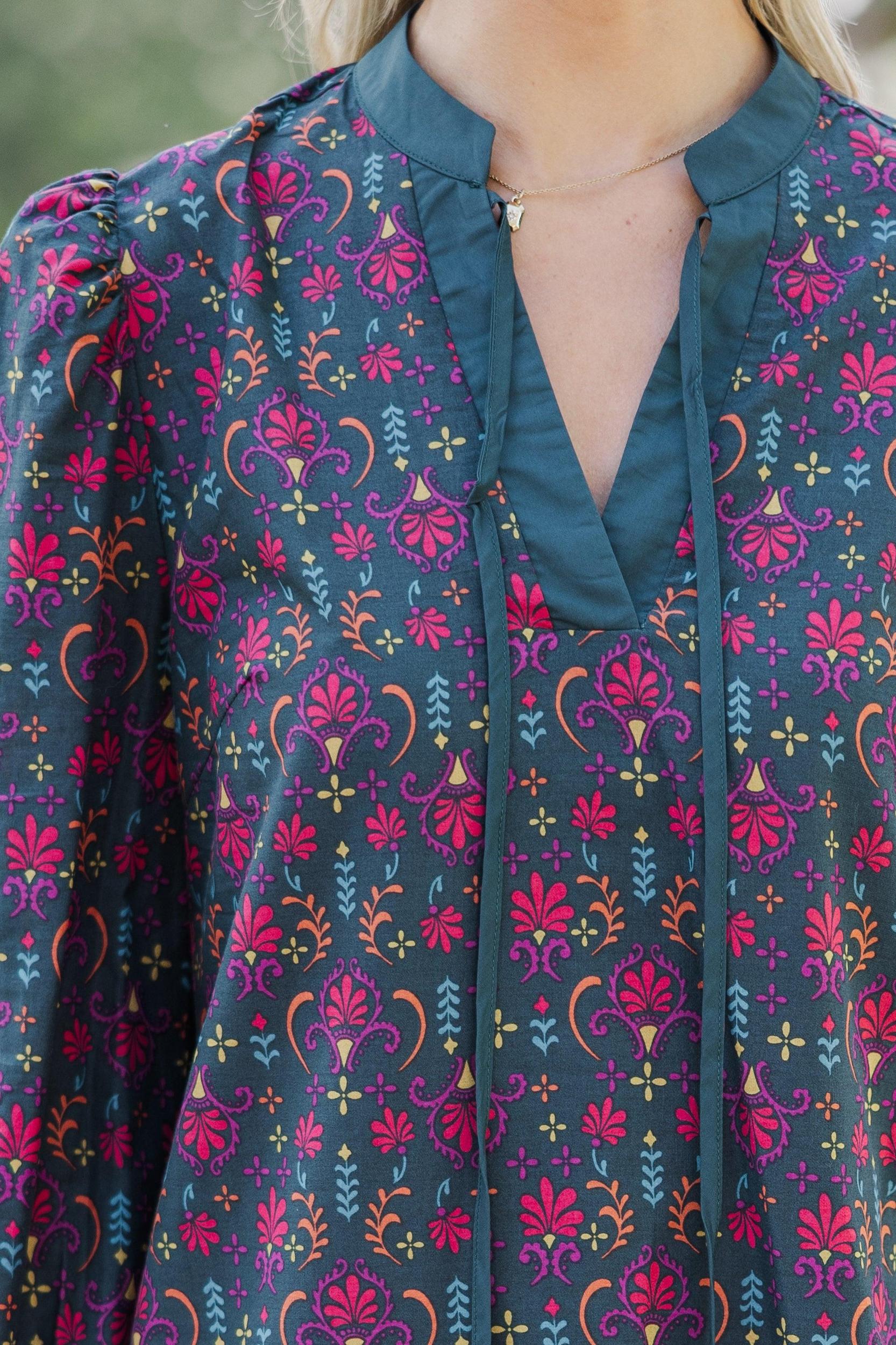 Pinch: Where You Are Dark Green Printed Dress Female Product Image