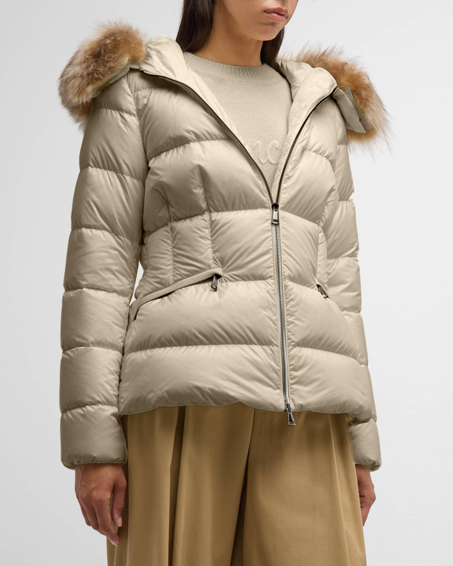 Boed Short Puffer Jacket with Shearling Hood Trim Product Image