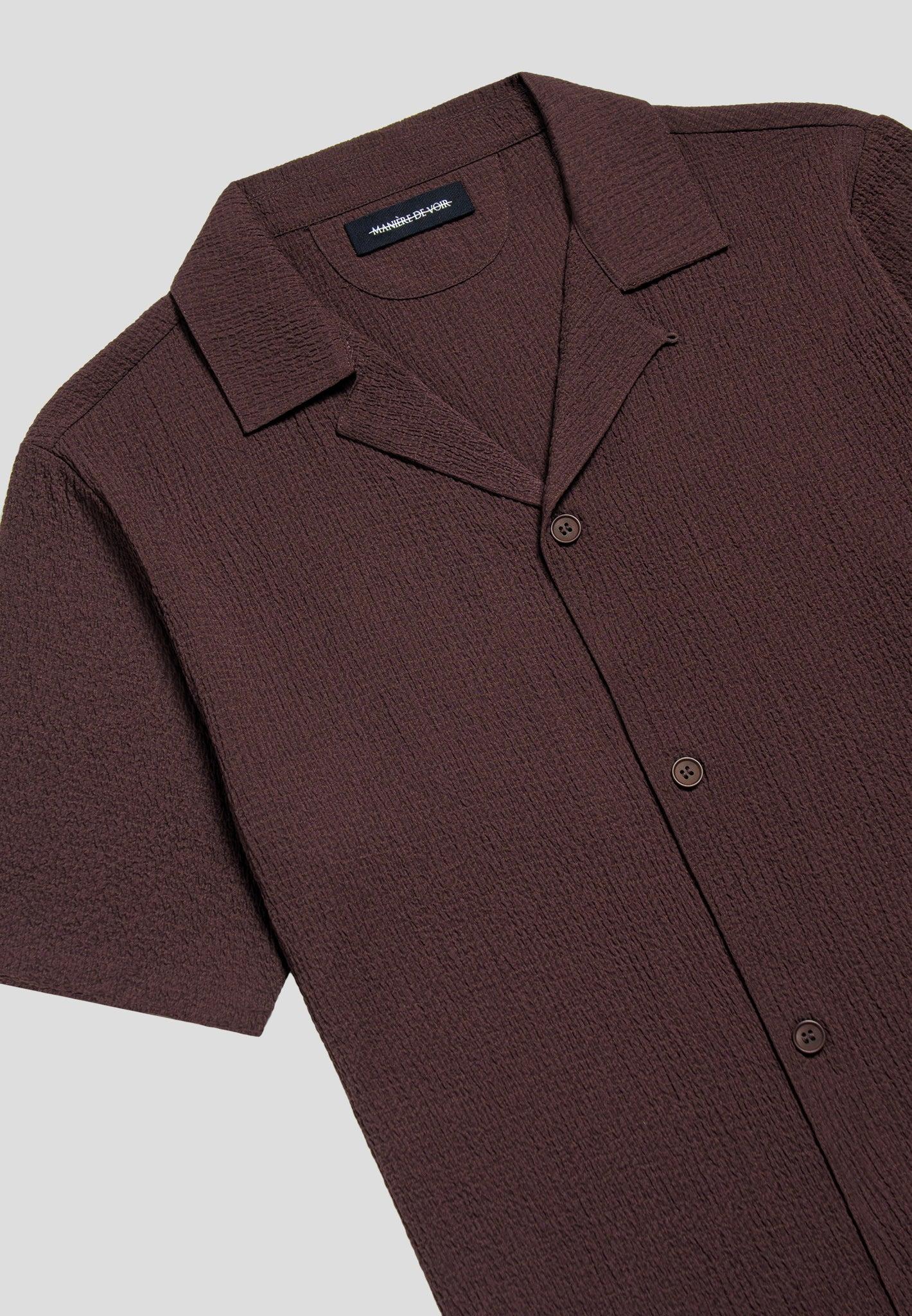 Seersucker Revere Shirt - Brown Male Product Image