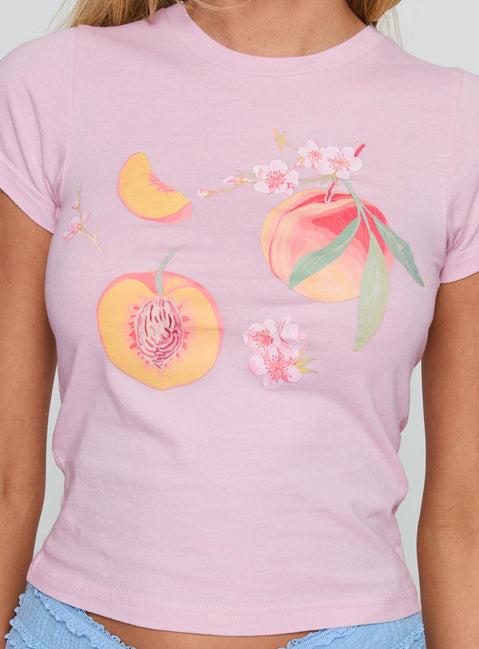 Darlin Peach Graphic Top Pink Product Image