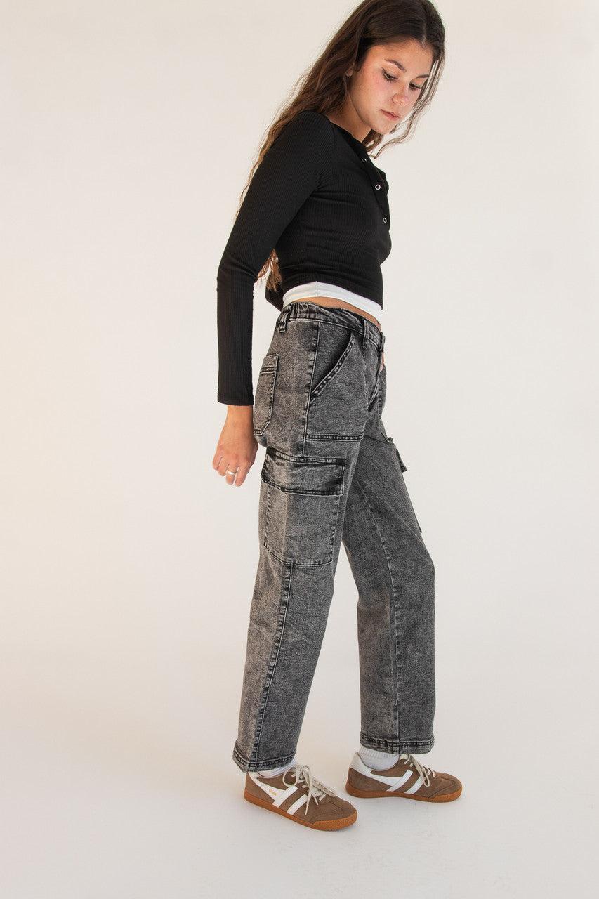 Acid Wash Cargo Jeans Product Image