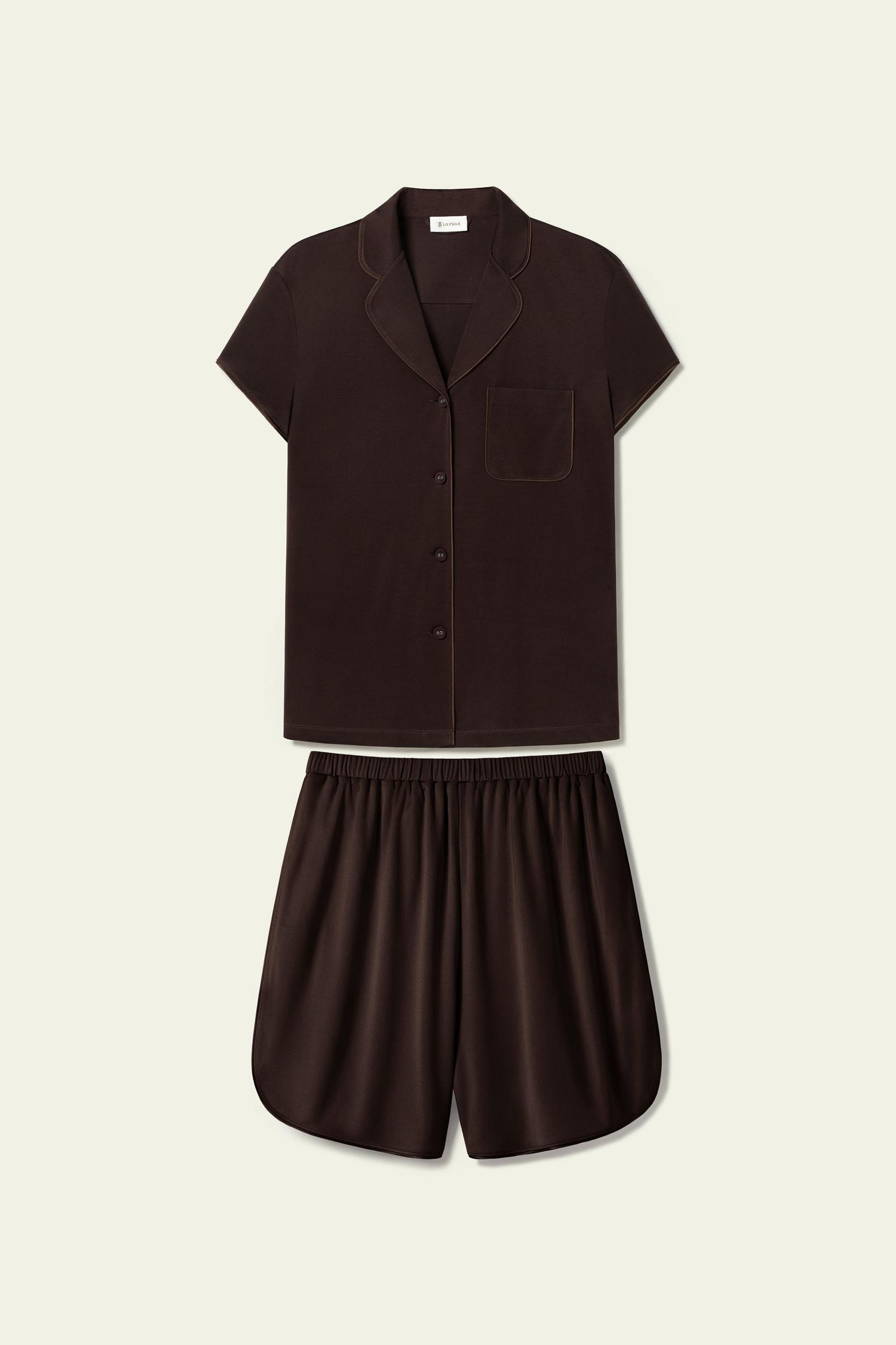 Pure Silk Jersey Short Sleeve Pajama Set Product Image