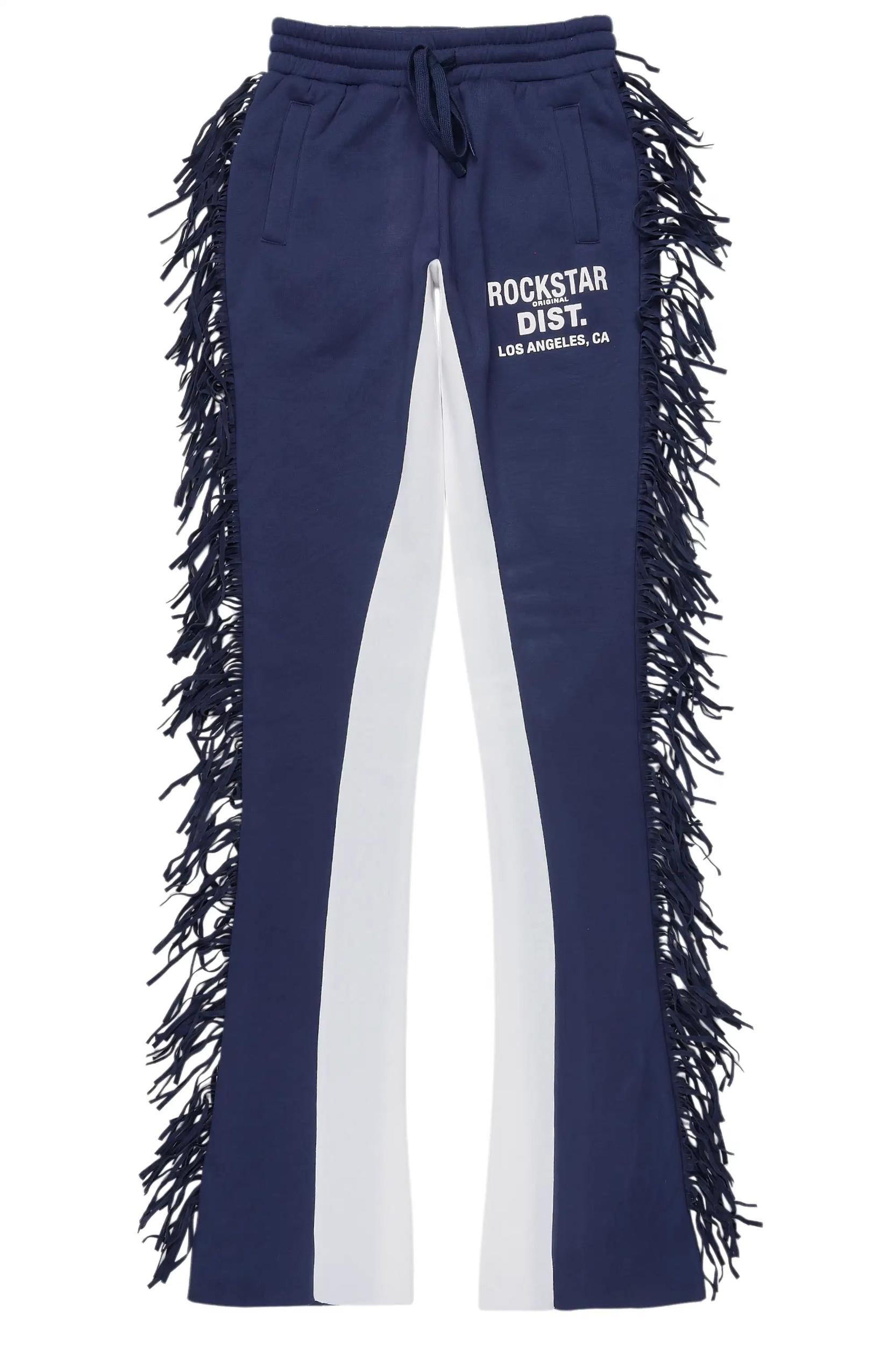 Kendra Navy Fringe Stacked Flare Track Pant Female Product Image