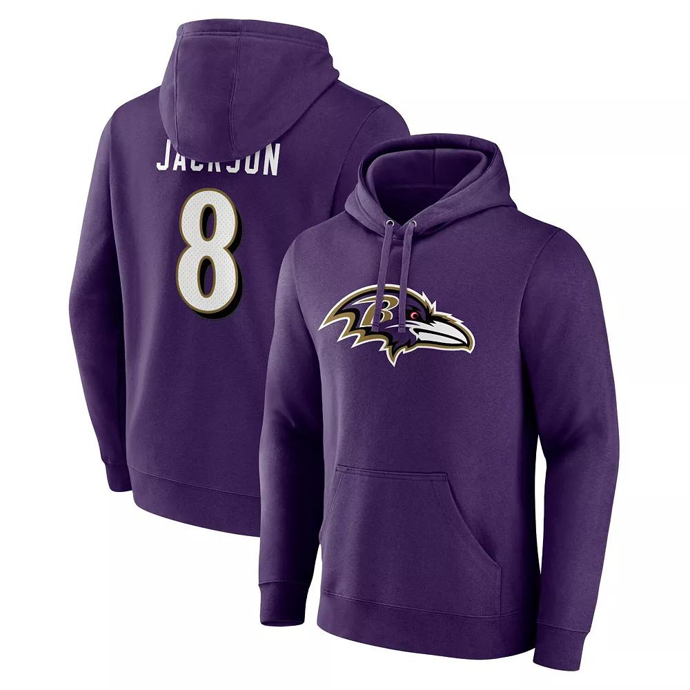 Men's Lamar Jackson Purple Baltimore Ravens Big & Tall Fleece Name & Number Pullover Hoodie, Size: 4XB Product Image