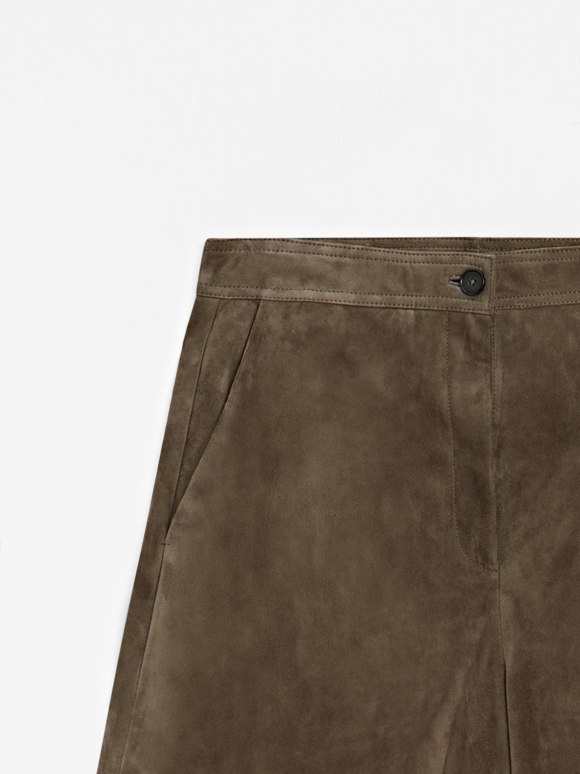 Long suede leather Bermuda shorts Product Image