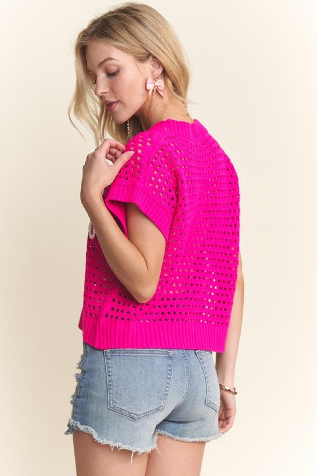 Flower Applique Crochet Top Product Image