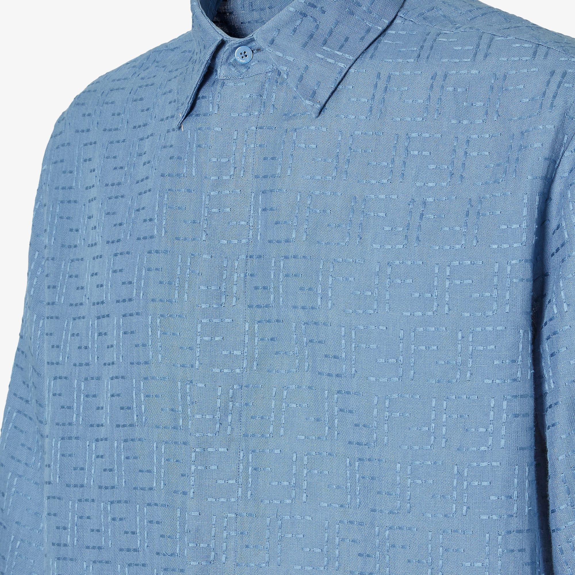 ShirtLight blue linen FF Jacquard shirt Product Image
