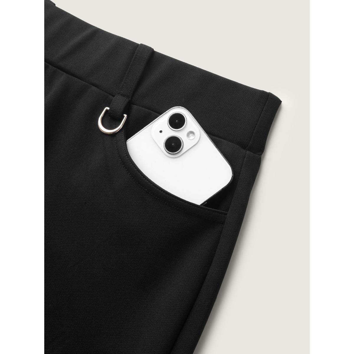 Plus Size Pull-On Solid Bootcut Pants Women Black Office Bodycon Mid Rise Office Pants BloomChic 30/6X Product Image