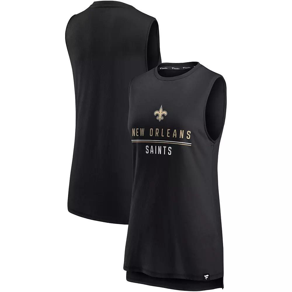 Women's Fanatics Branded Black New Orleans Saints True Contender Tank Top, Size: Large Product Image