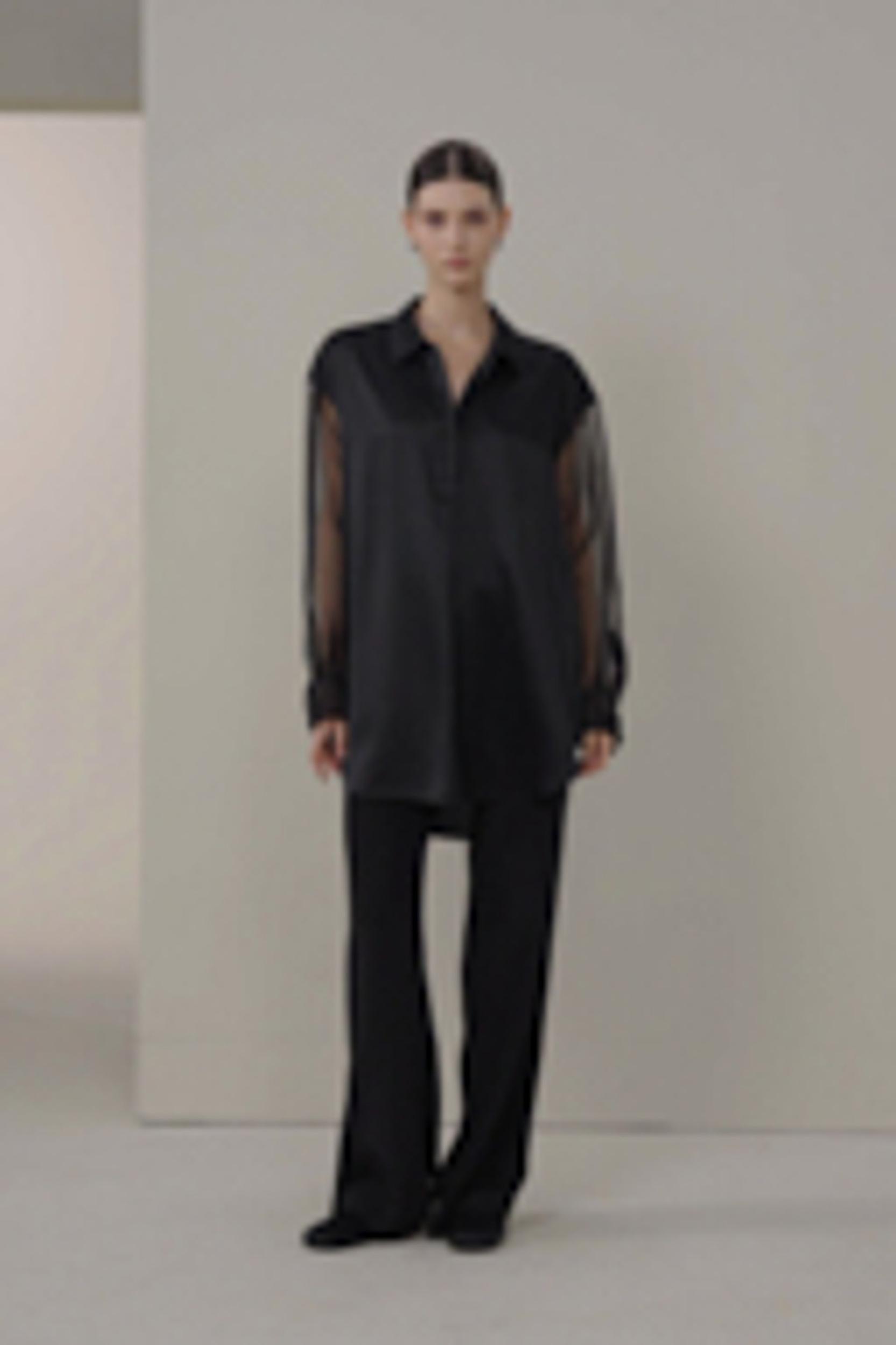 Silk Blouse with Organza Sleeves Product Image