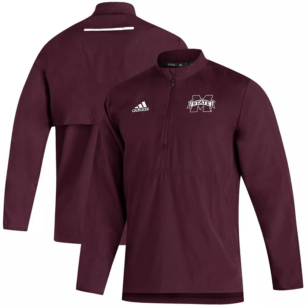 Men's adidas Maroon Mississippi State Bulldogs 2021 Sideline AEROREADY Quarter-Zip Jacket, Size: Medium, Mst Red Product Image