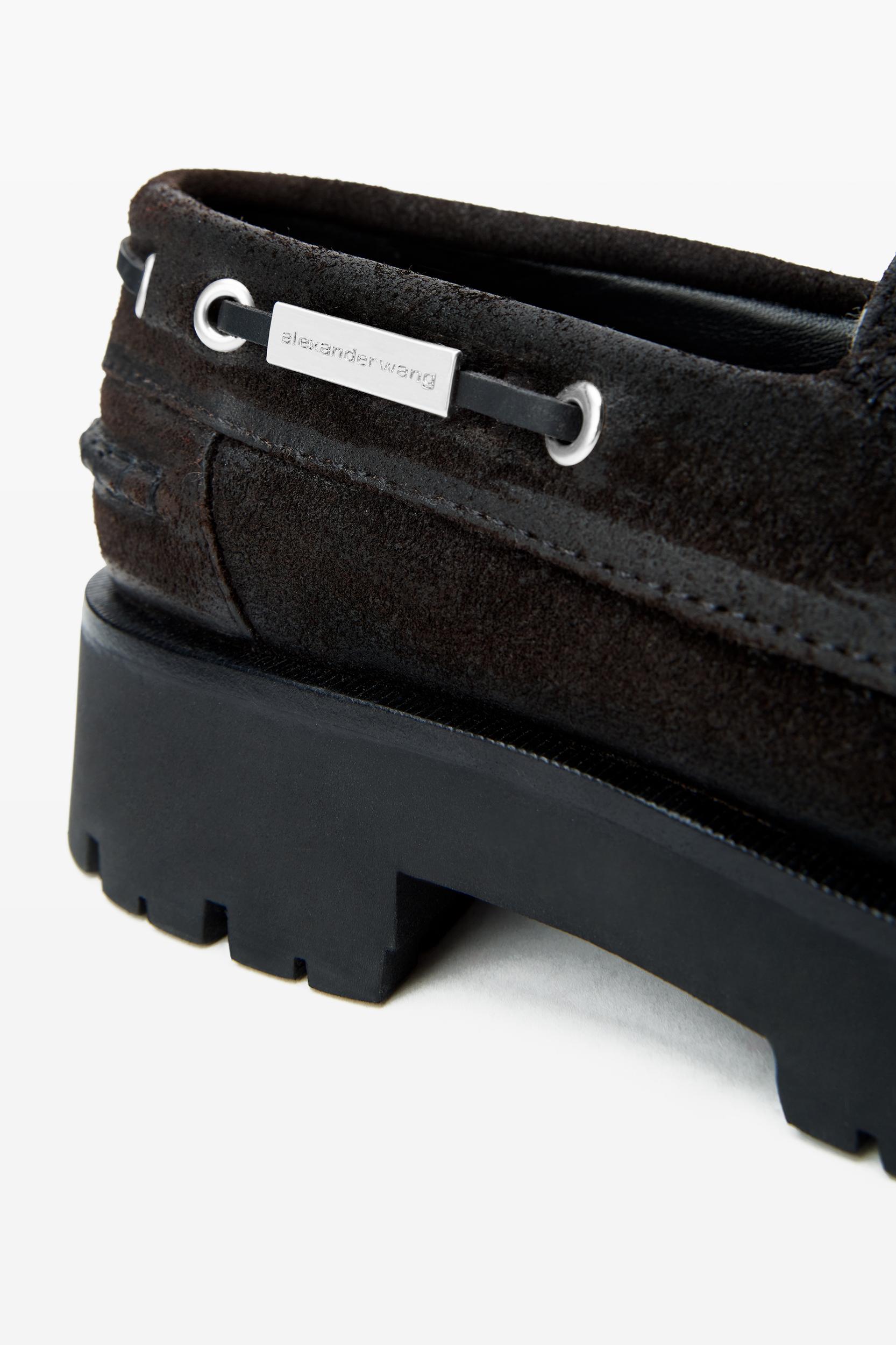 Brown Waxed Suede Carson Boat Loafers Product Image