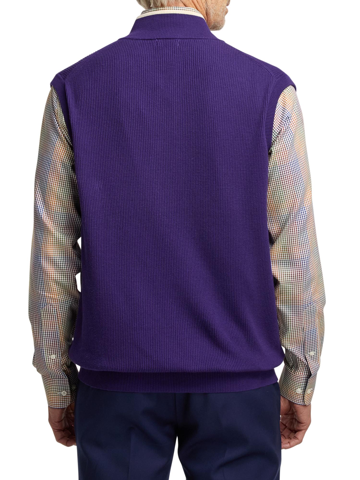 Cotton Full Zip Mock Neck Vest - Purple Product Image