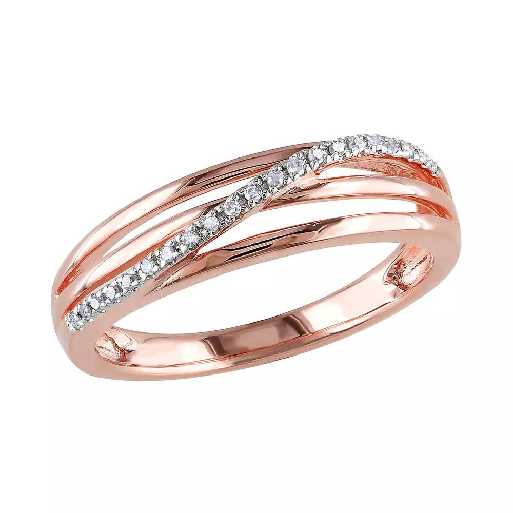 Stella Grace 18k Rose Gold Over Silver Diamond Accent Crisscross Ring, Women's,  Product Image