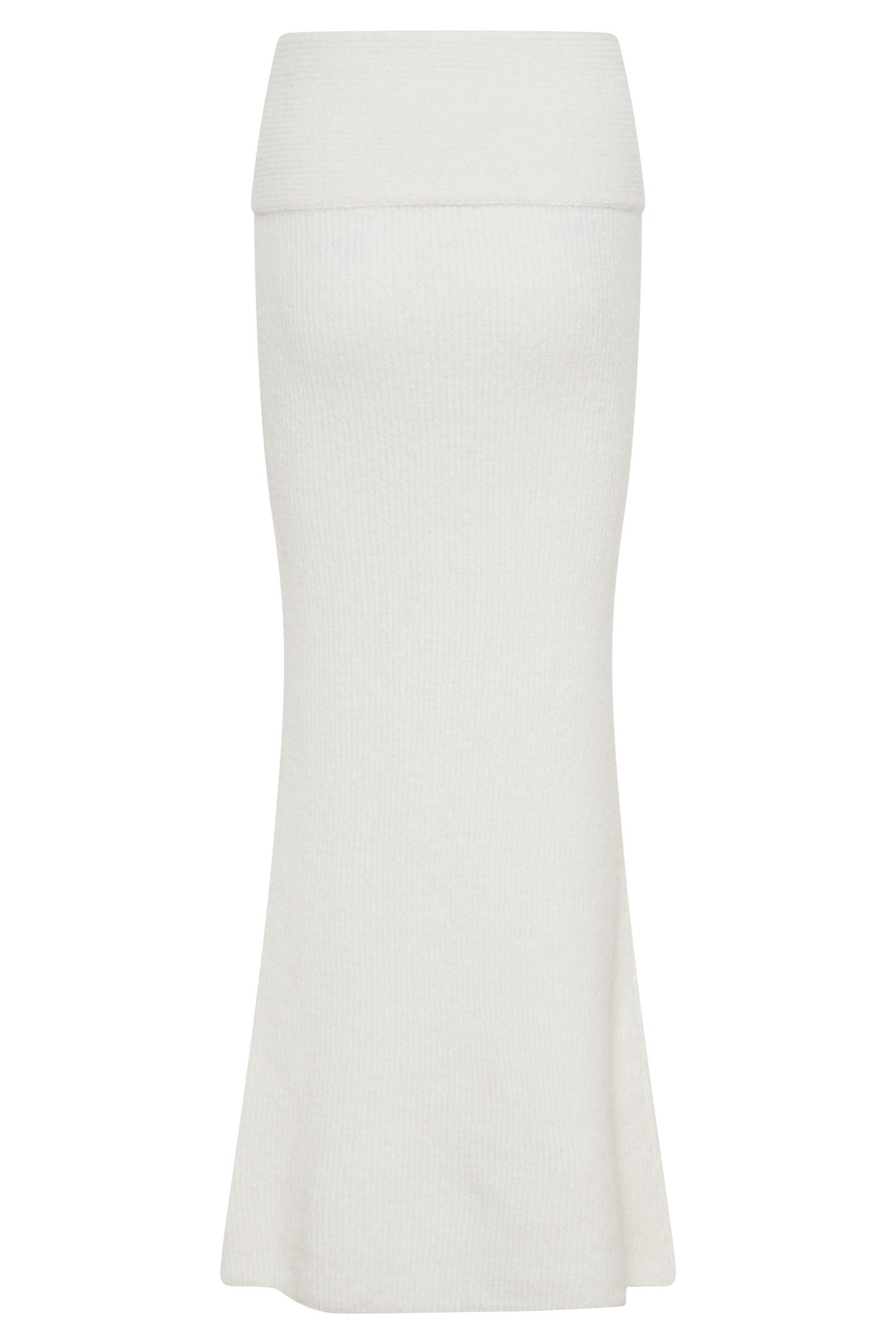 Charlotte Knit Maxi Skirt With Overlay - Ivory Product Image