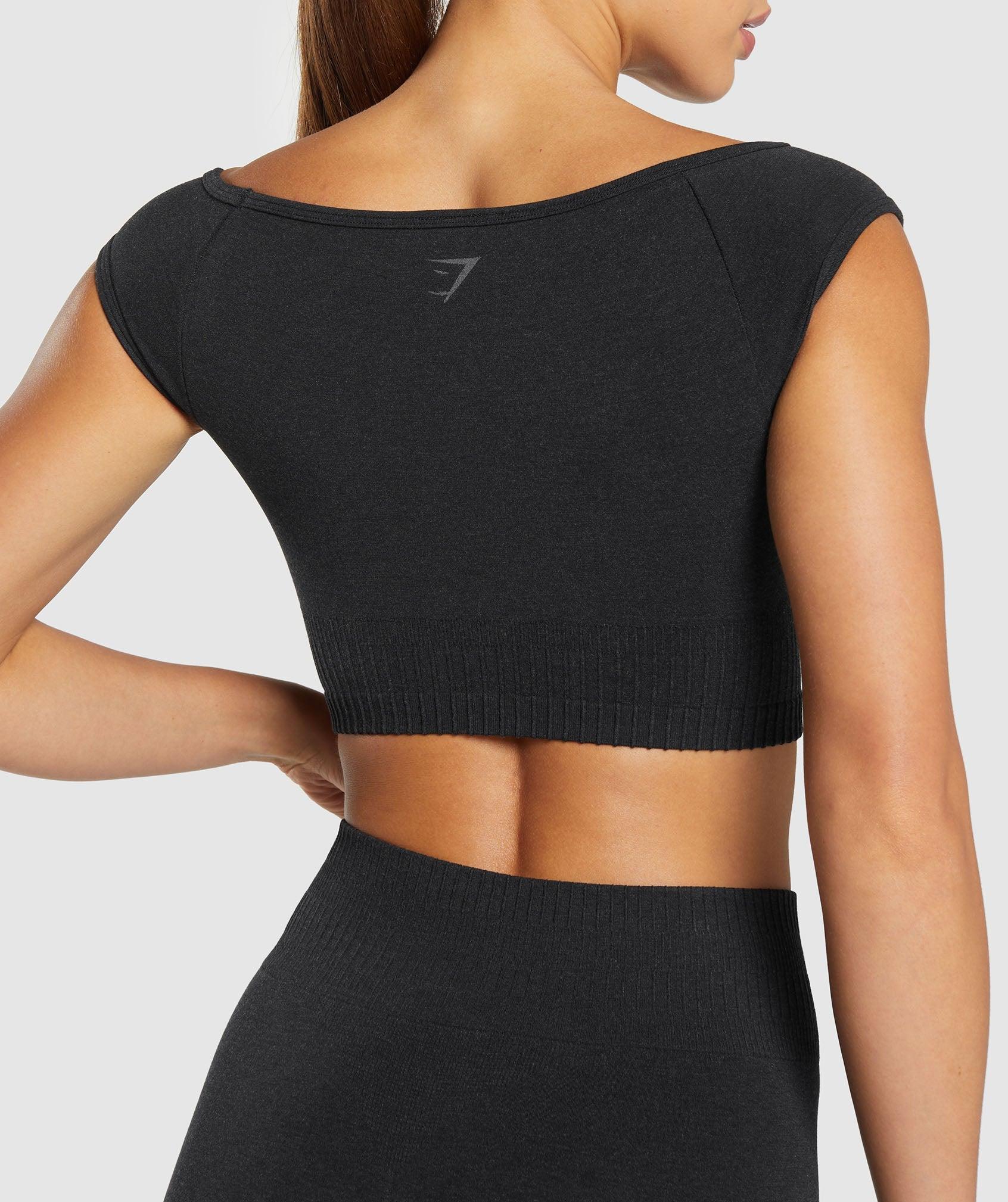 Gymshark Luxe Seamless Boat Neck Crop Top - Coal Marl Female Product Image