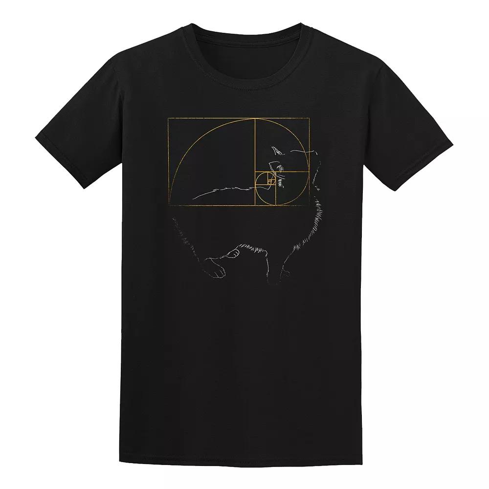 Men's COLAB89 by Threadless Golden Cat Tee, Size: Large, Black Product Image