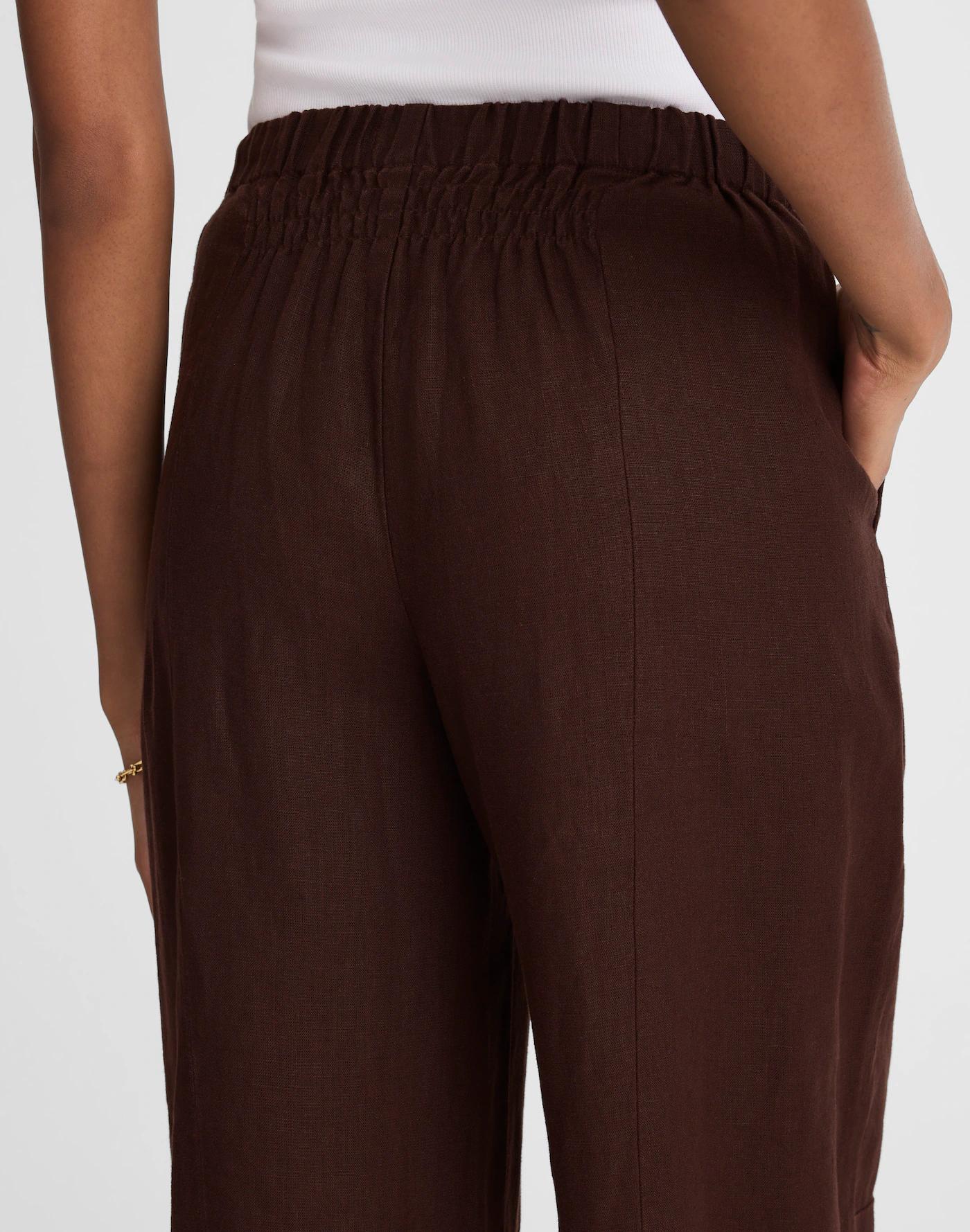 Petite Pull-On Barrel Pants in 100% Linen Product Image