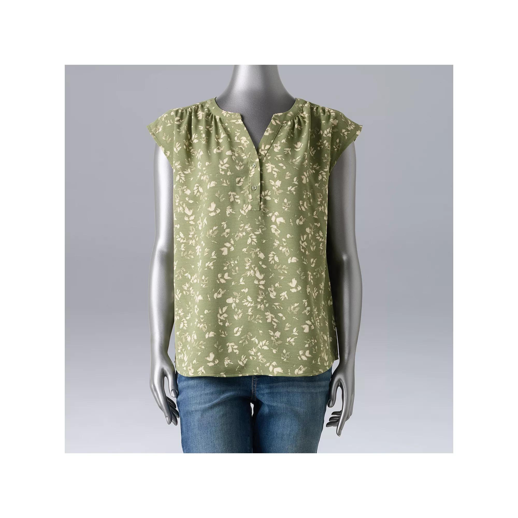 Women's Simply Vera Vera Wang Dolman Popover Top, Size: Small, Green Beige Petal Product Image