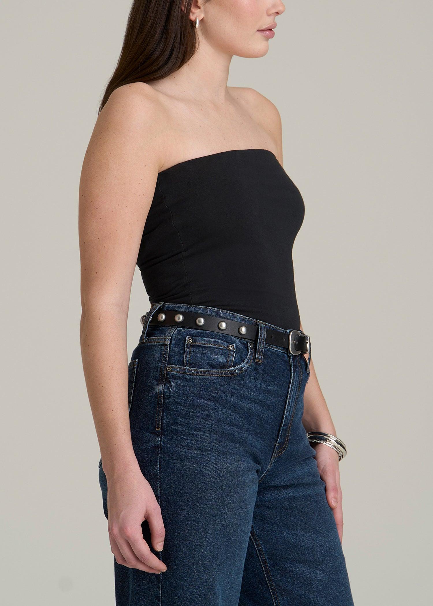 Cotton Tube Top for Tall Women in Black Female Product Image