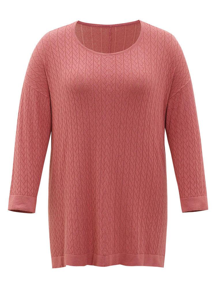 Supersoft Essentials Geometric Split Side Loose Pullover Female Product Image
