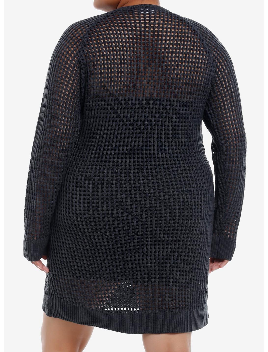Social Collison Grey Open Knit Sweater Dress Plus Size Product Image
