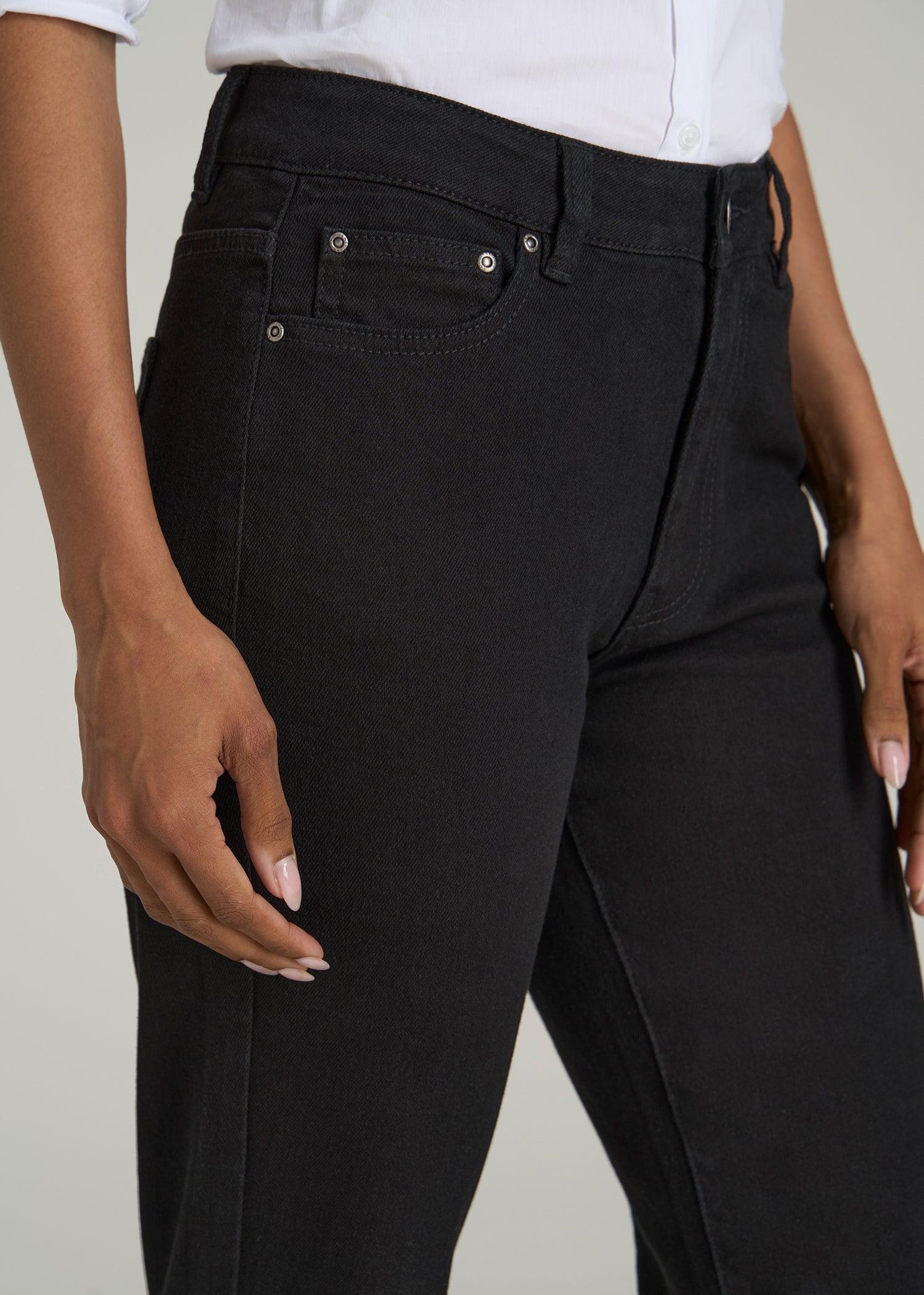 Harper High-Rise Straight Stretch Jeans for Tall Women in Black Female Product Image