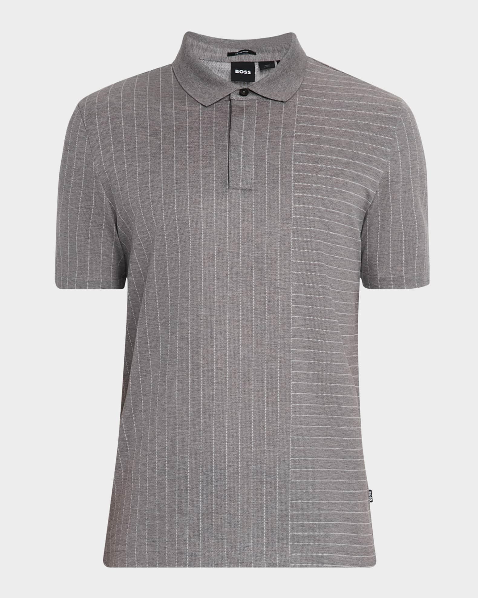 Mens Mercerized-Cotton Polo Shirt with Mixed Stripes Product Image