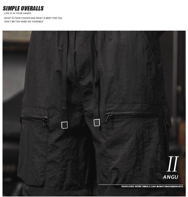 Drawstring Waist Plain Cargo Shorts Product Image