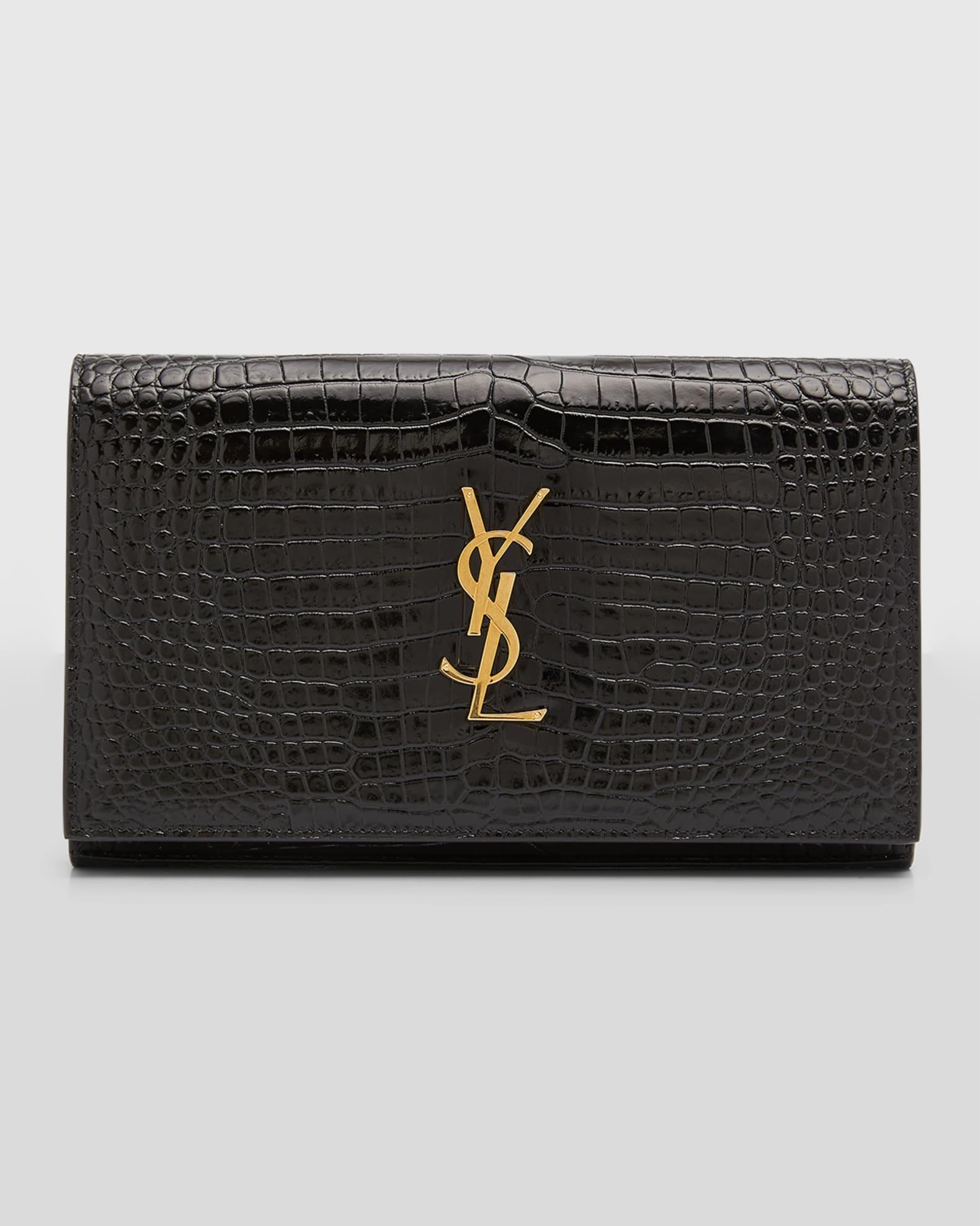 Cassandra YSL Wallet on Chain in Croc Embossed Leather Product Image
