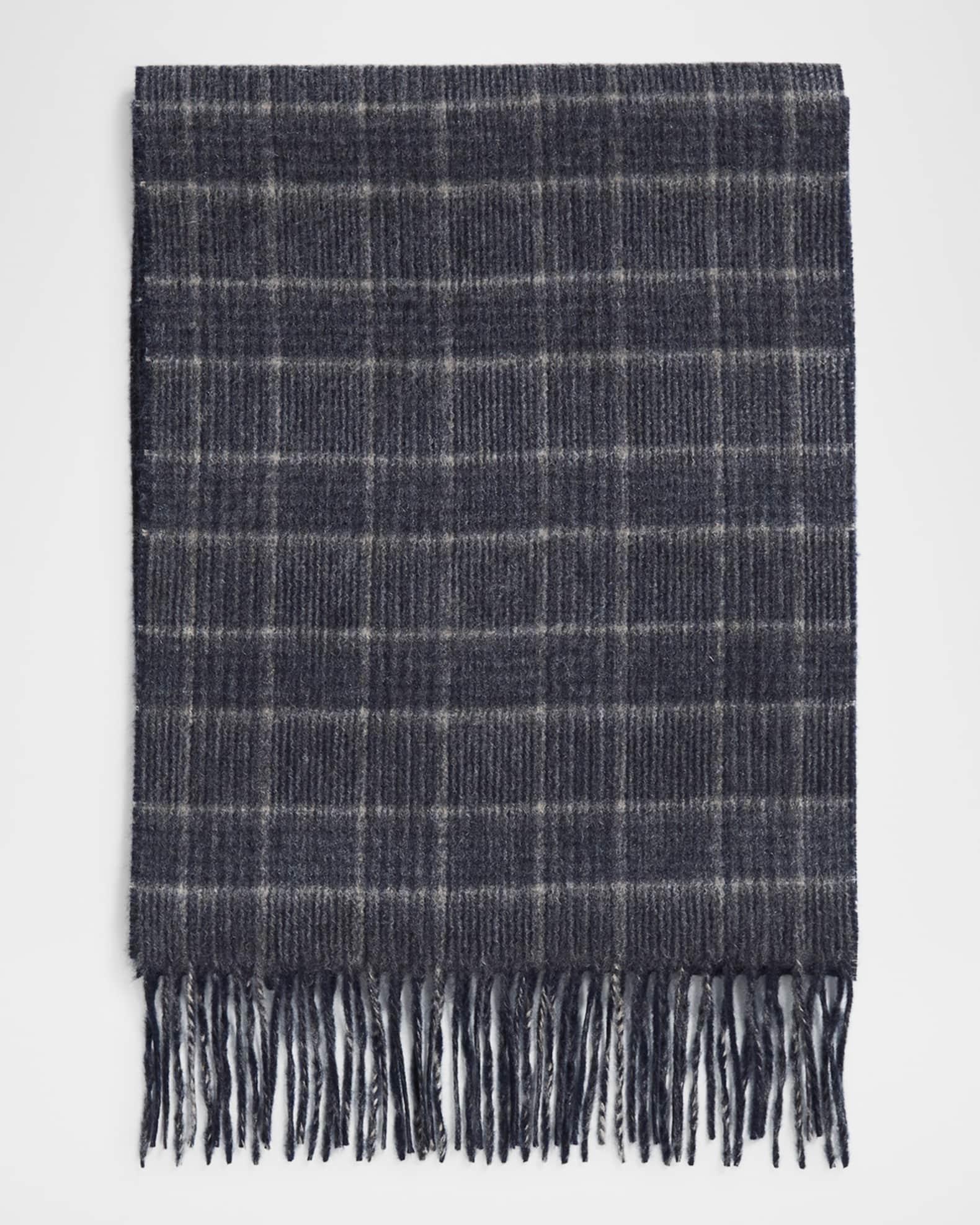 Mens Double-Face Cashmere Plaid Scarf Product Image