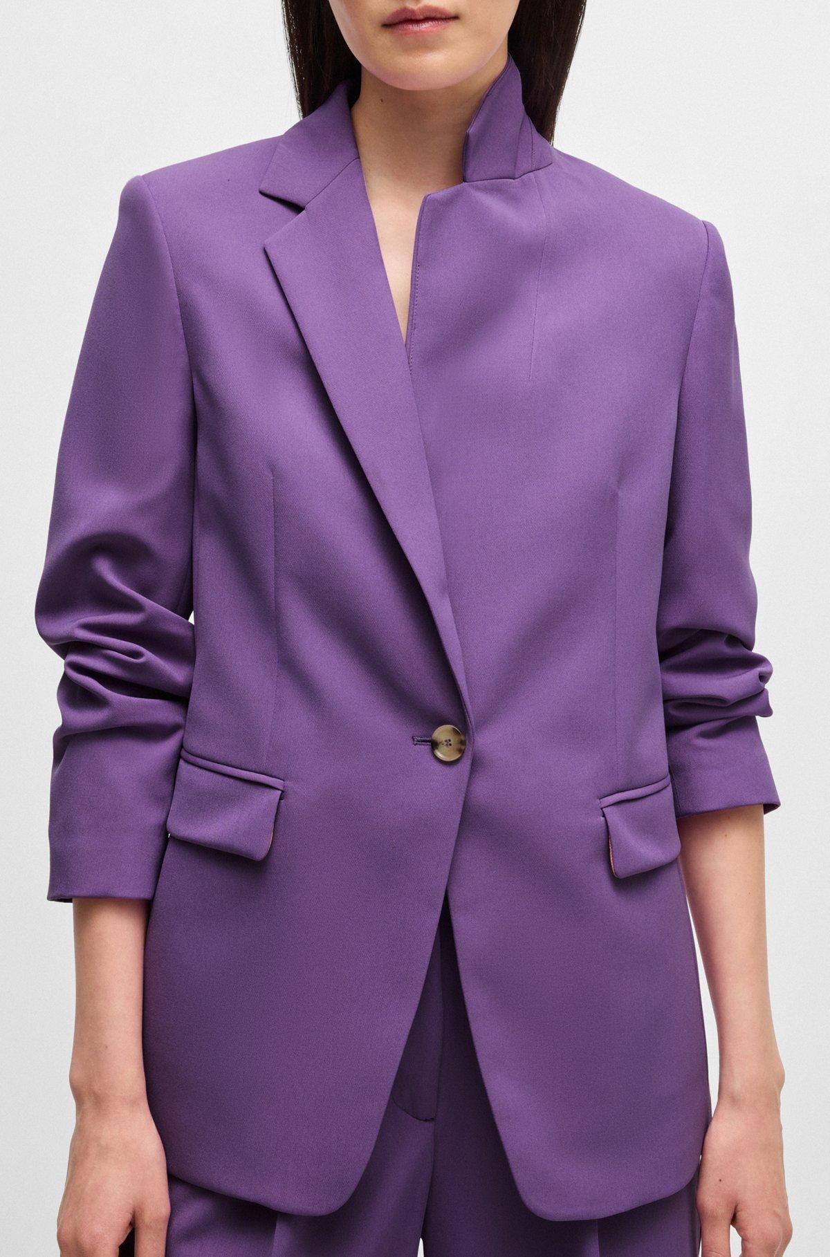 BOSS - Single-breasted jacket in stretch fabric - Light Purple Product Image