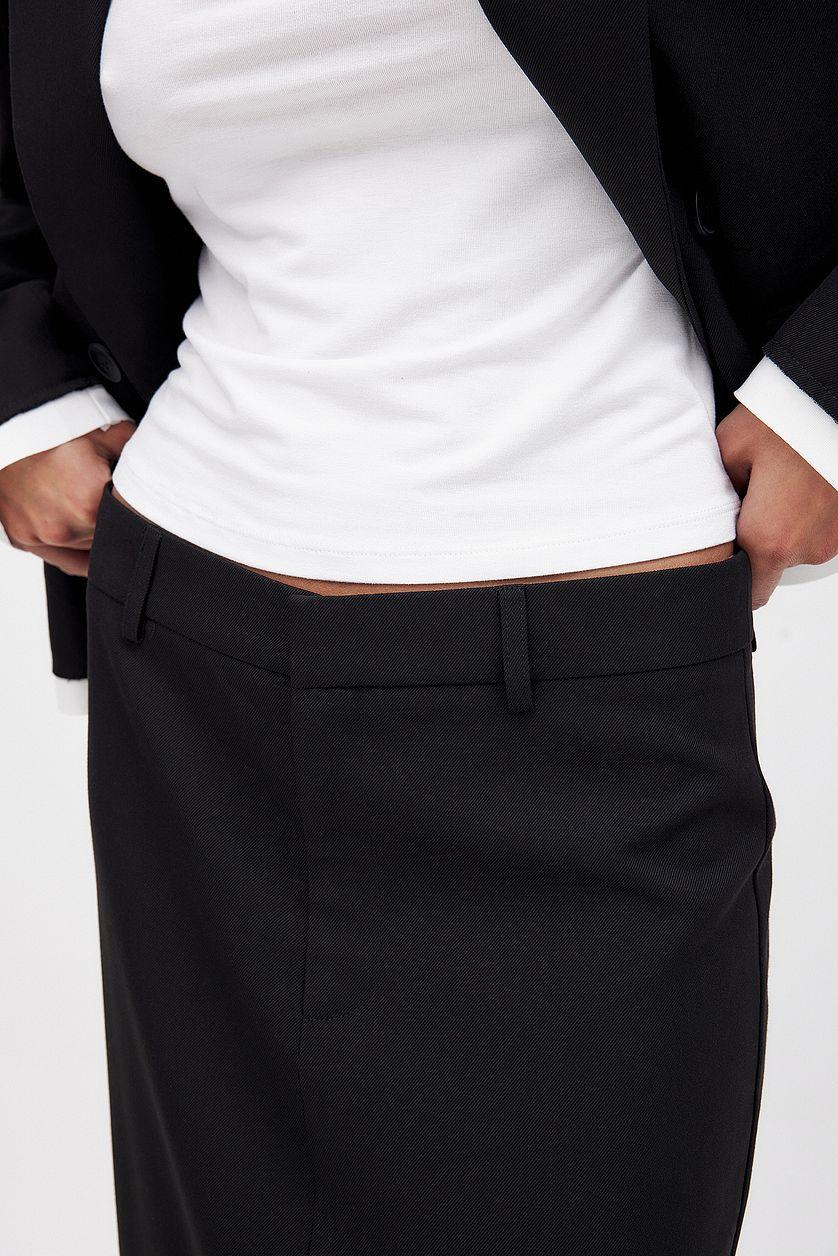 Mid Waist Contrast Detail Midi Skirt Product Image