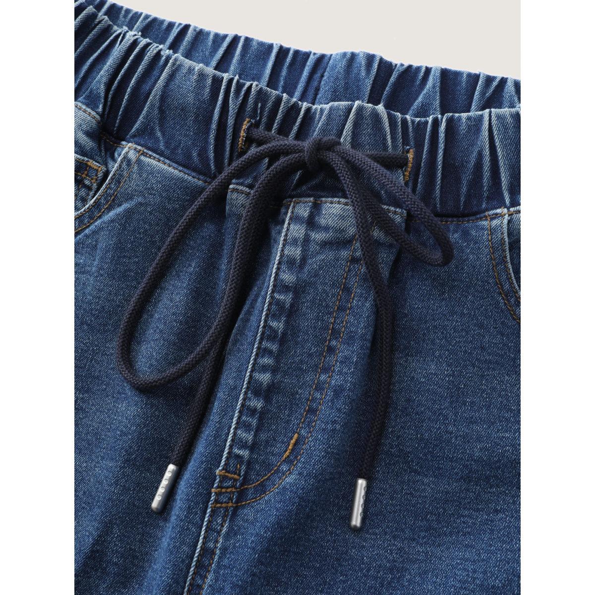 Plus Size Stretchy Waistband Straight-Leg Jeans Women Bluevintage Leisure High stretch Side seam pocket Jeans BloomChic 22/3X Product Image