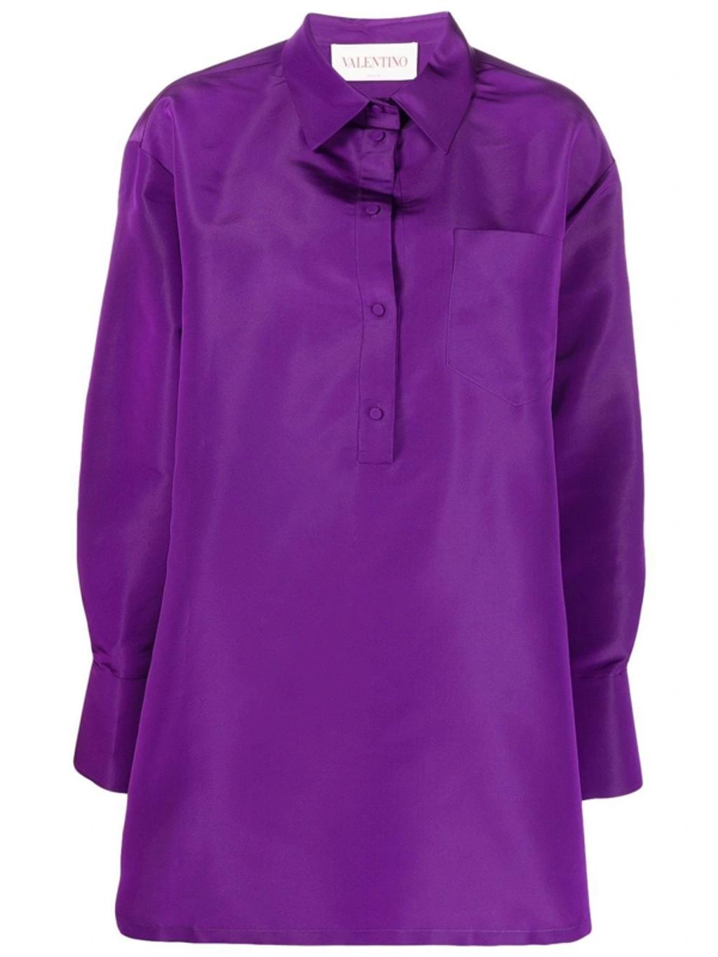 VALENTINO Multicolor Silk Casual Dress In Purple Product Image