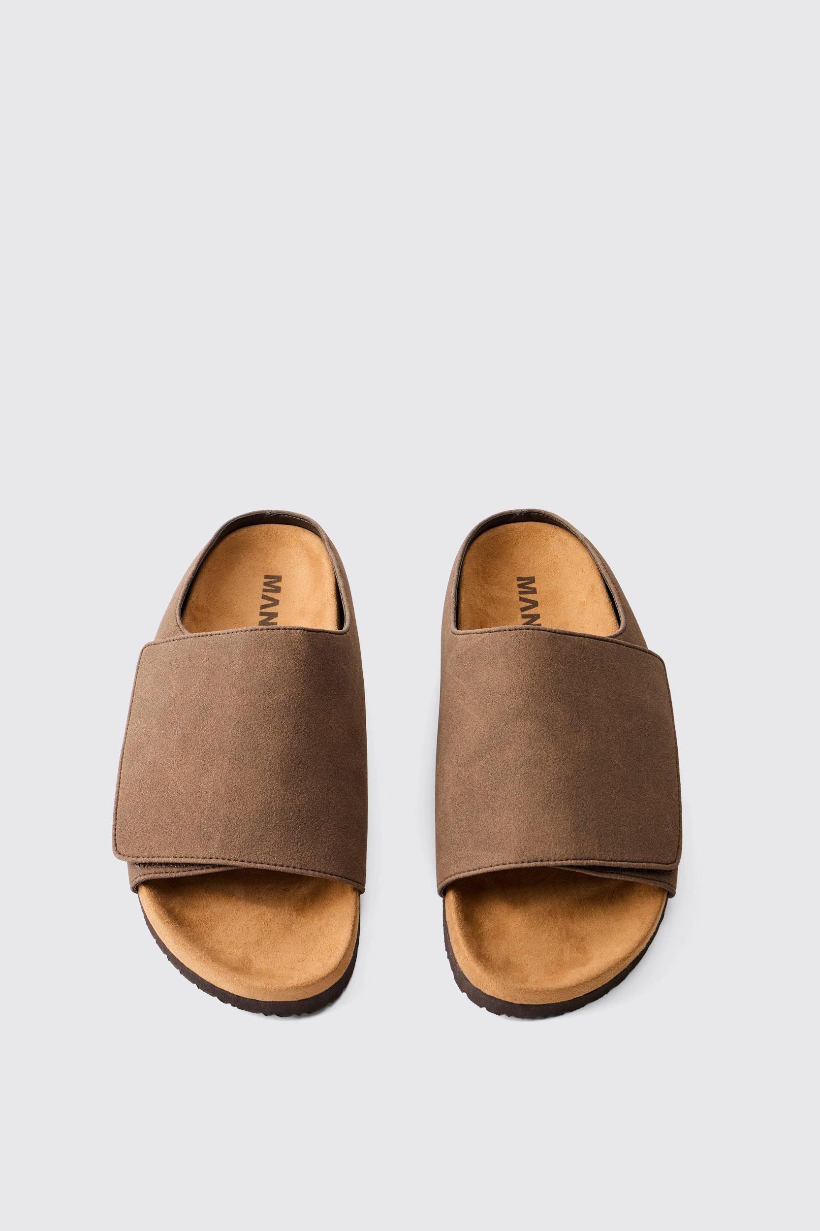 Faux Suede Slider Style Sandal | boohooMAN USA Product Image