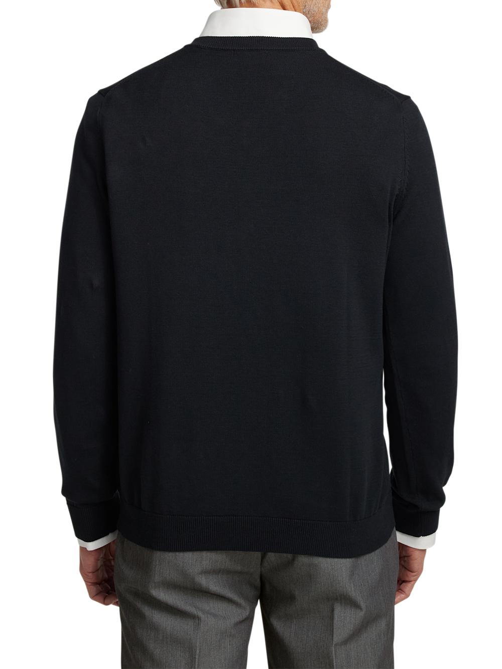 Supima Cotton V-neck Sweater - Black Product Image
