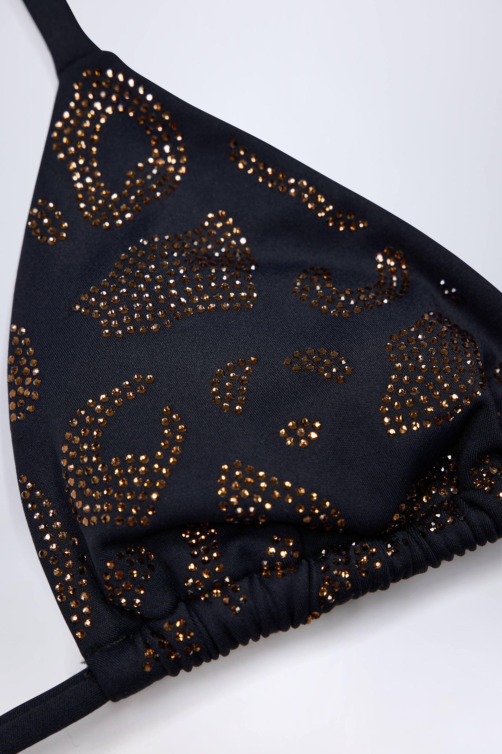 Charm-Detail Triangle Bikini Top in Black Product Image