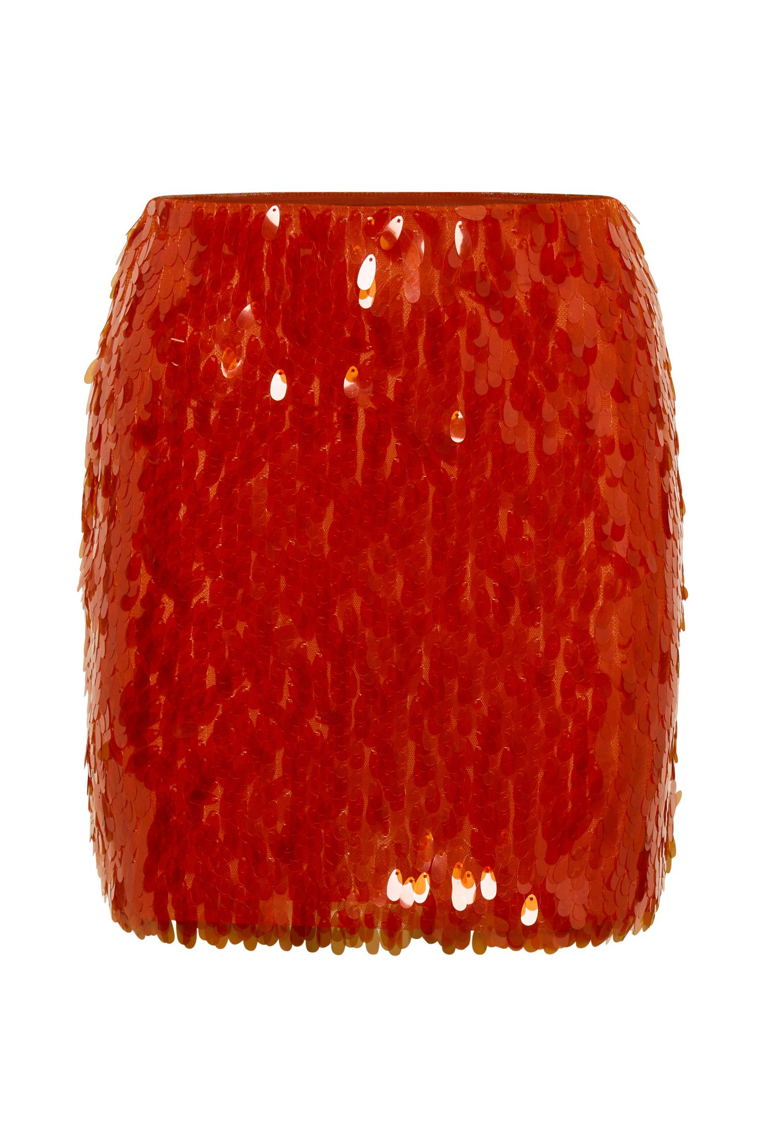 Savannah Sequin Mini Skirt - Firey Orange Product Image