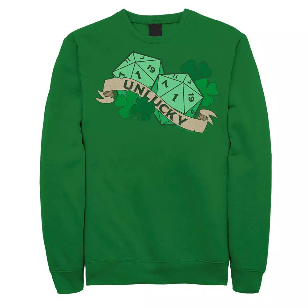 Men's Dungeons & Dragons Unlucky Double Ones Dice Roll St. Patrick's Day Sweatshirt, Size: XL, Kelly Product Image