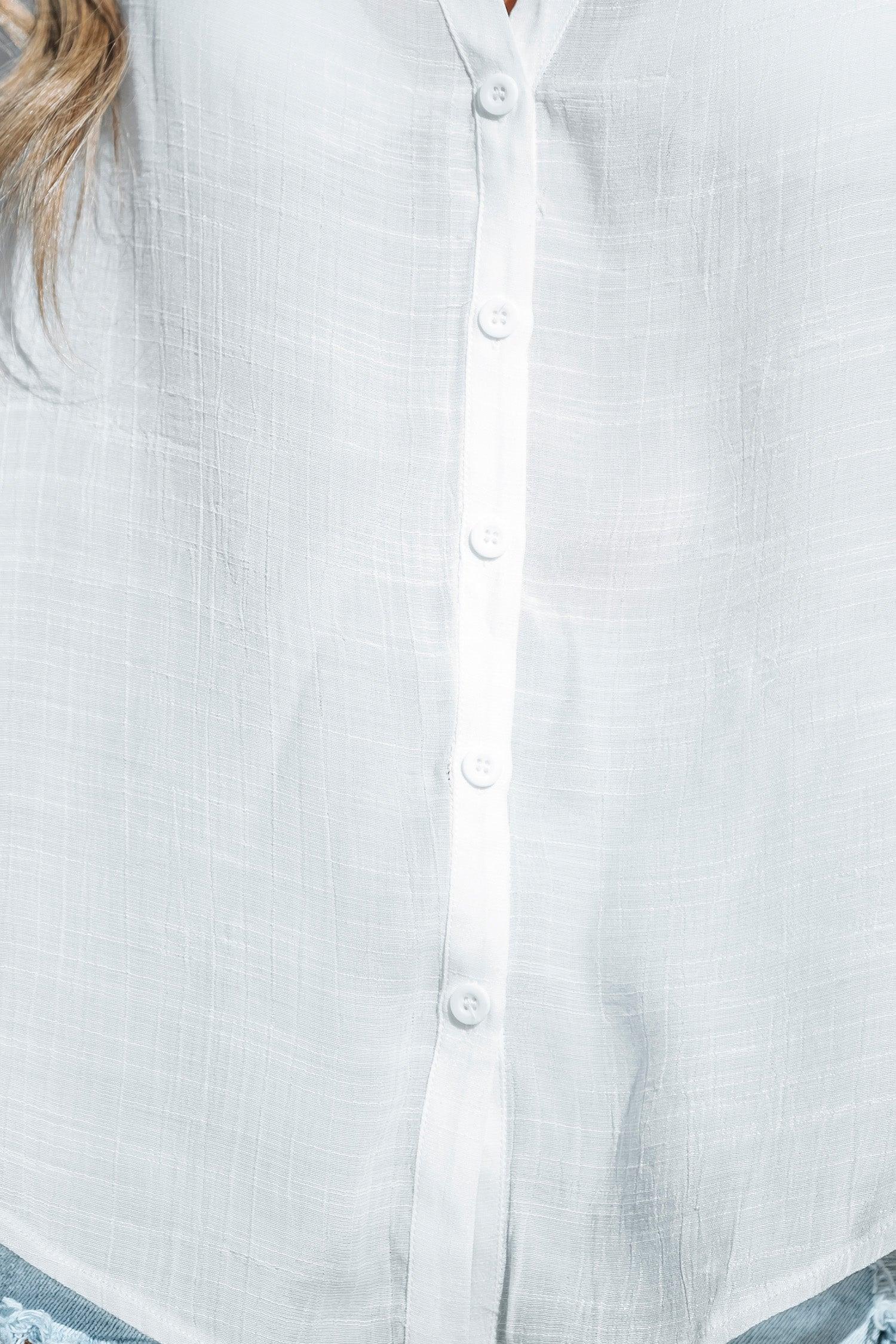 Semi-Sheer White Cover-Up Shirt Product Image