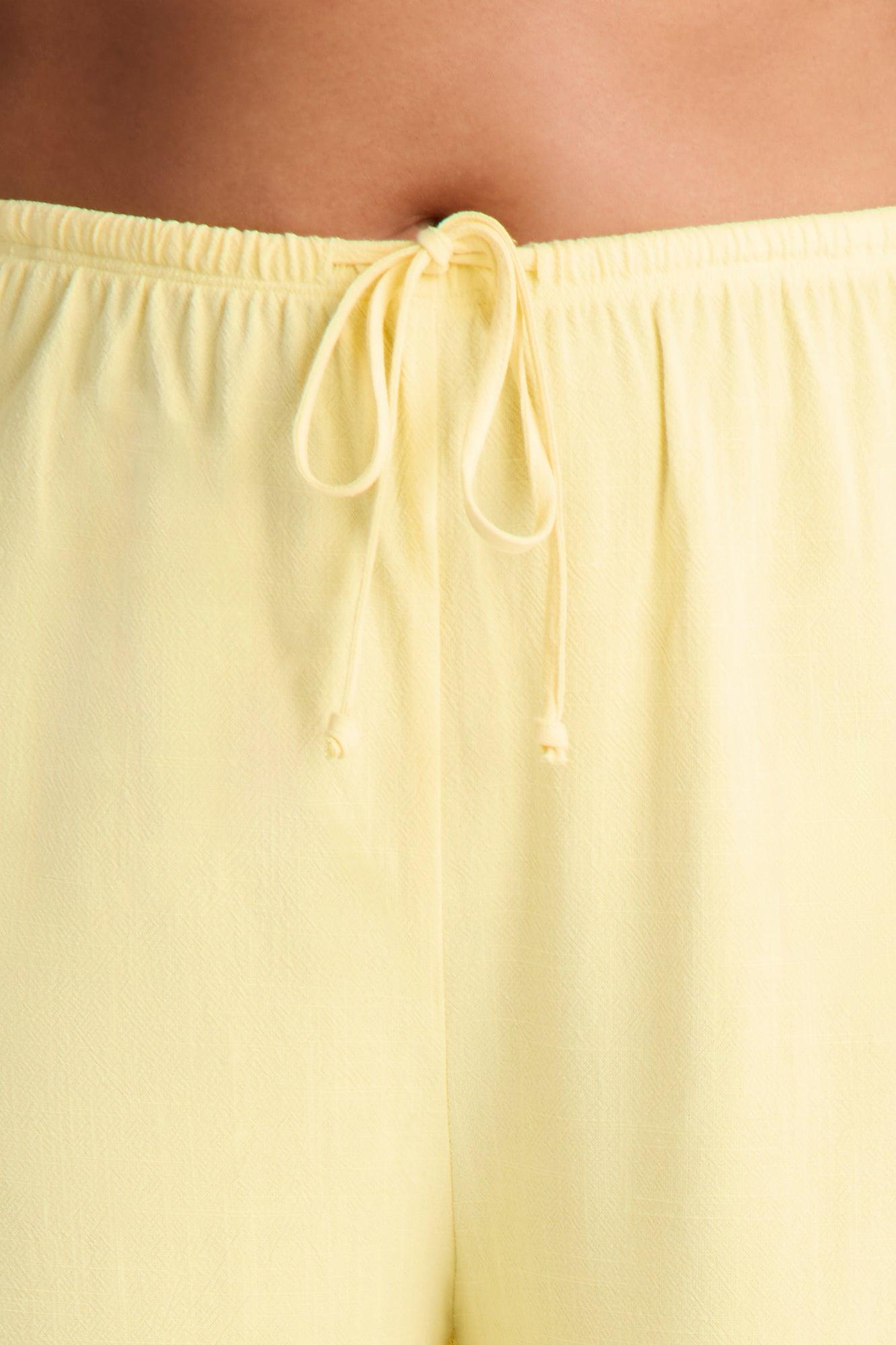Kienna Low Rise Linen Wide Leg Pant 30″ - Butter Yellow Female Product Image
