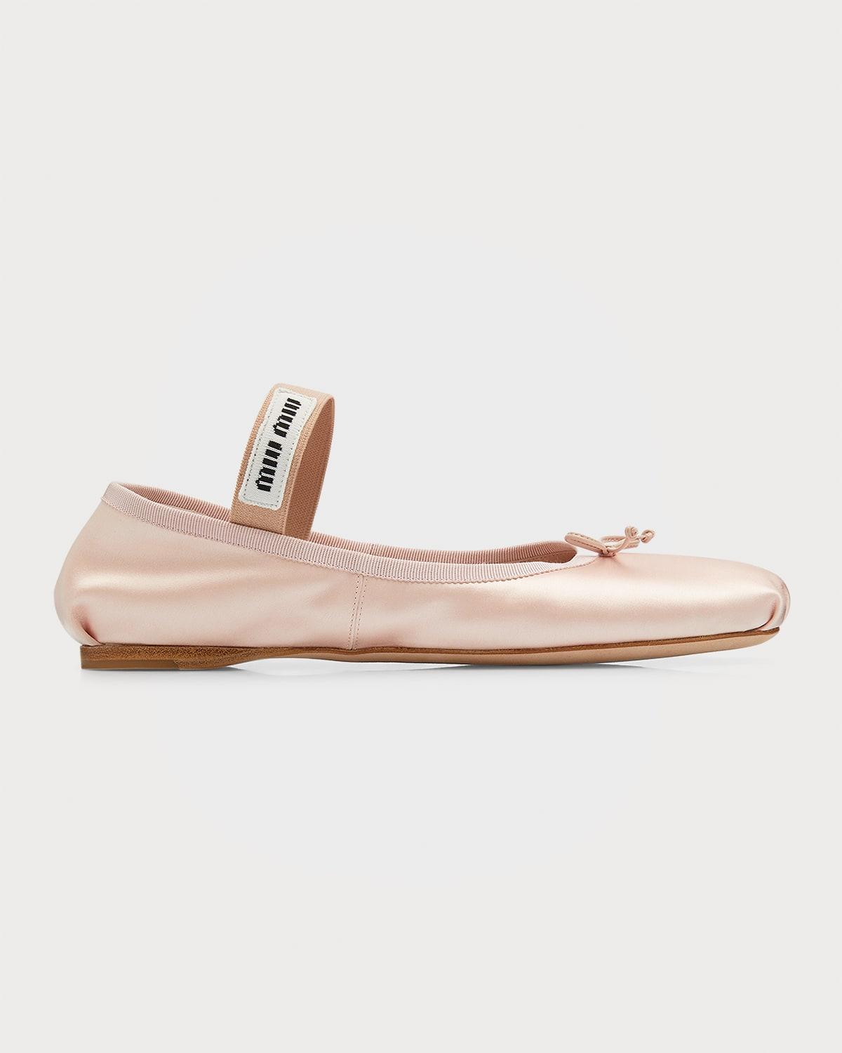 Satin Bow Ballerina Flats Product Image