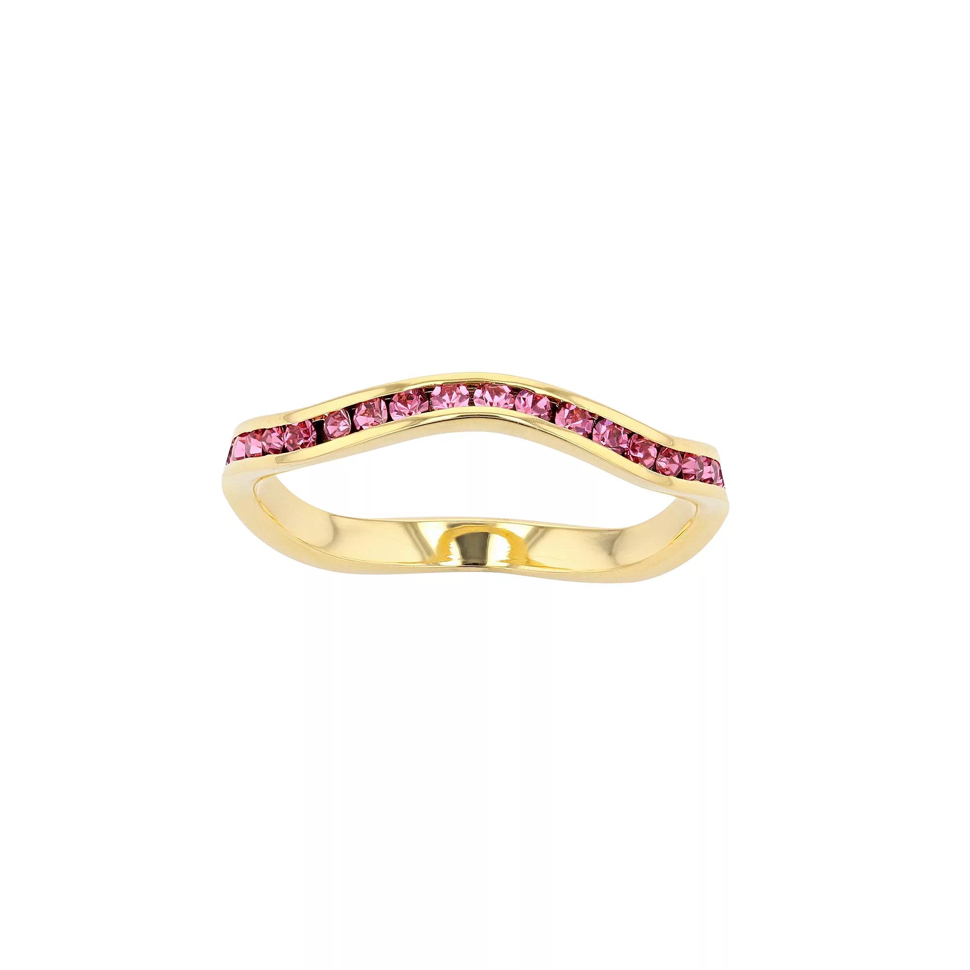 Traditions Jewelry Company 18k Gold Over Silver Birthstone Crystal Wave Ring, Women's, Size: 6, Gold Over Sterling Oct Product Image