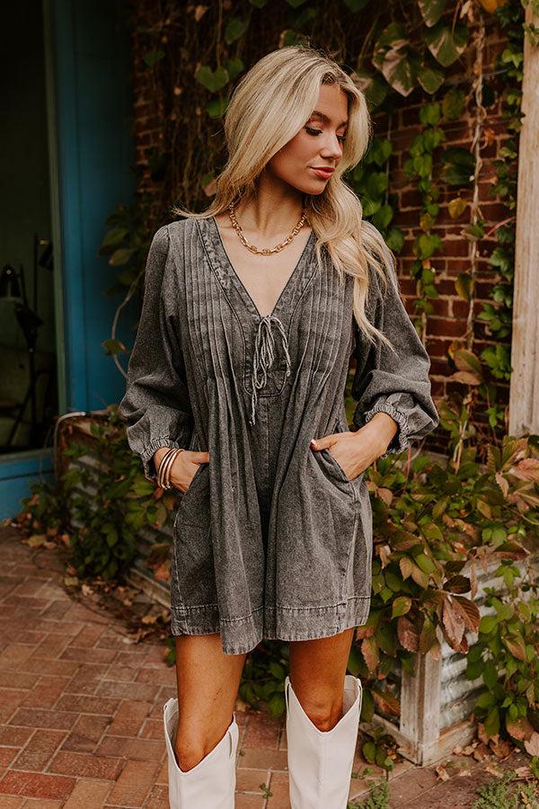 Big City Chic Denim Romper in Vintage Black Product Image