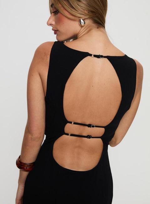 Ace Of Hearts Backless Maxi Dress Black Product Image