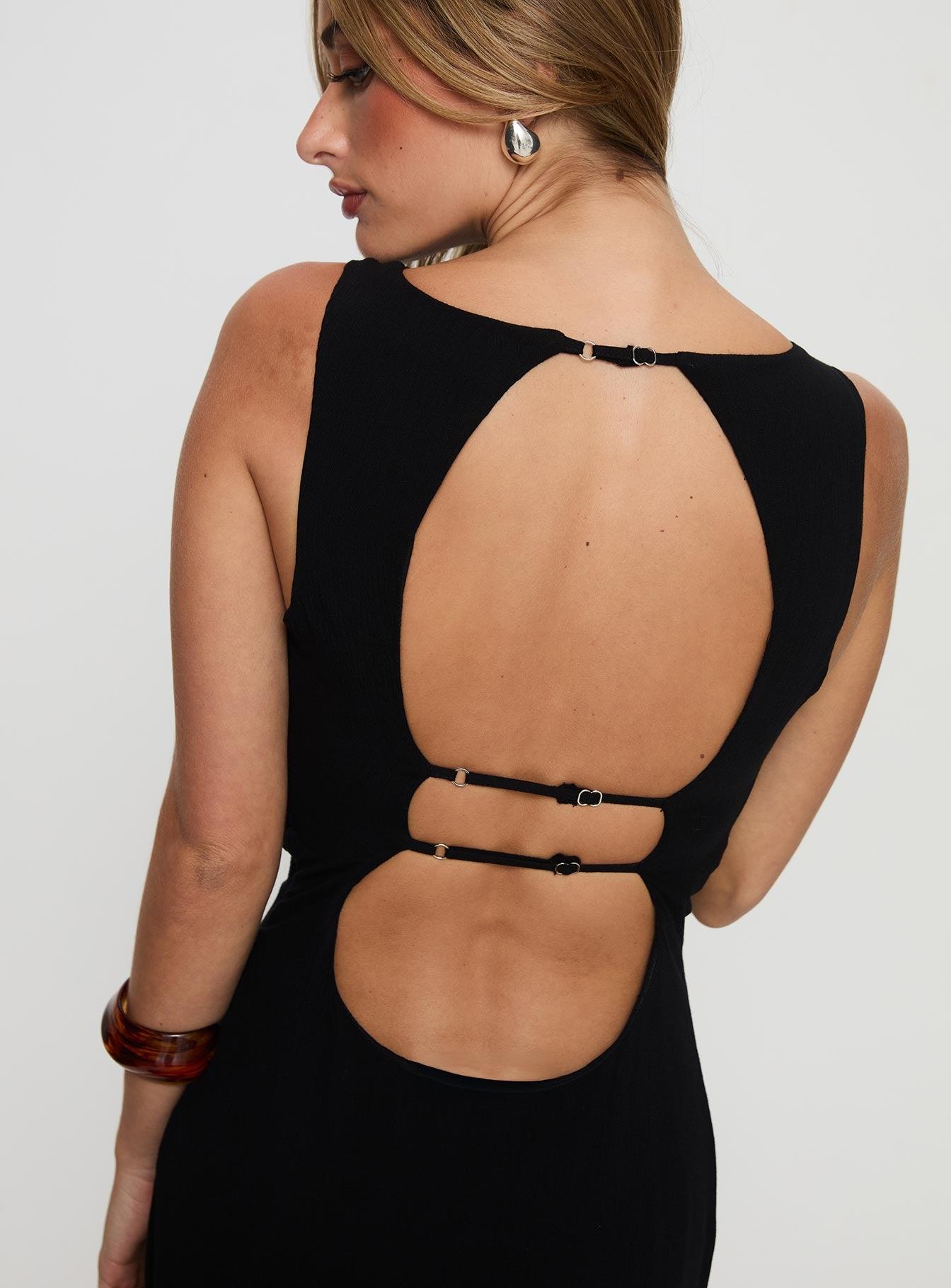 Ace Of Hearts Backless Maxi Dress Black Product Image