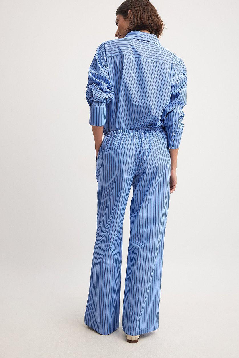 Striped Elastic Mid Waist Trousers Product Image