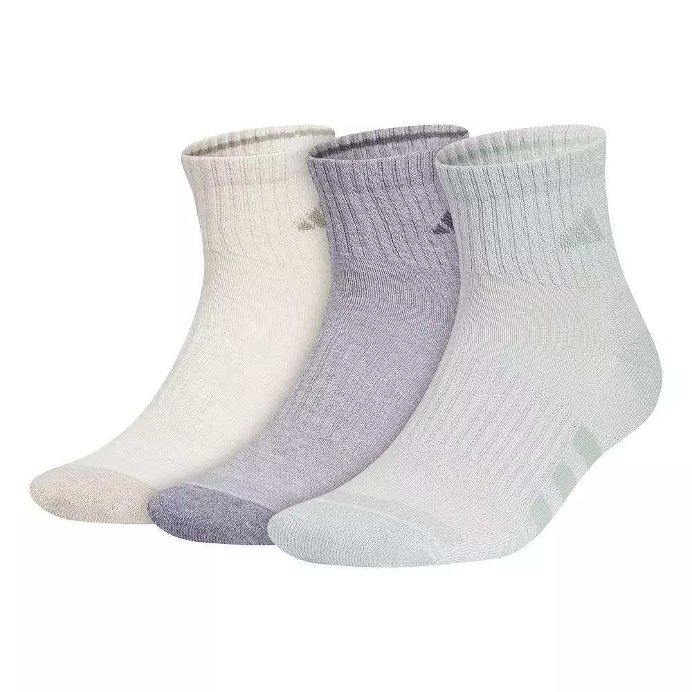 Men's adidas Cushioned 3.0 3-Pack Quarter Socks, Size: 6-12, Alumina Grey Product Image