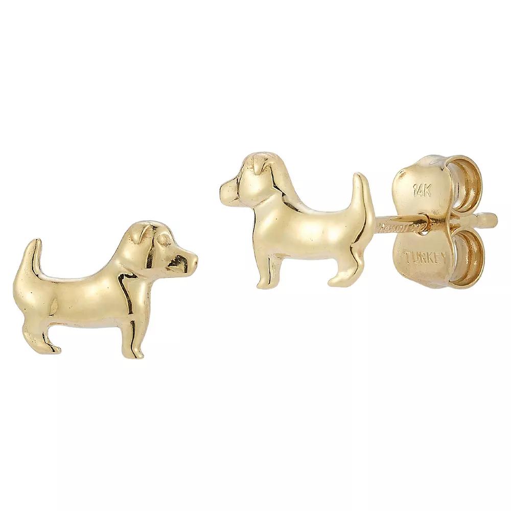 LUMINOR GOLD 14k Gold Dog Stud Earrings, Women's Product Image